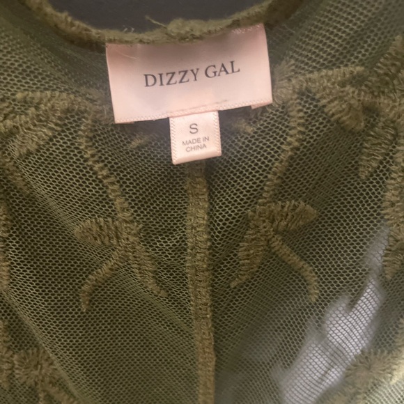 Dizzy Gal Olive Green Lace Cover-Up size S - Picture 3 of 5